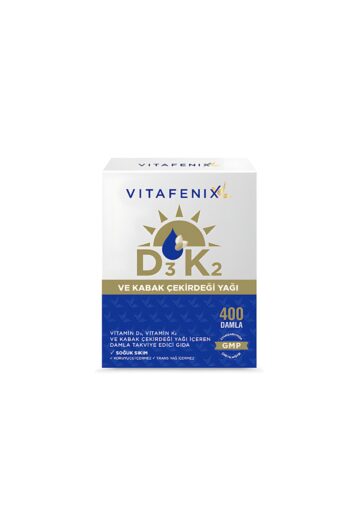 Vitafenix D3K2 ve Kabak Çekirdeği Yağı İçeren Takviye Edici Gıda ( Yeni Ambalaj )