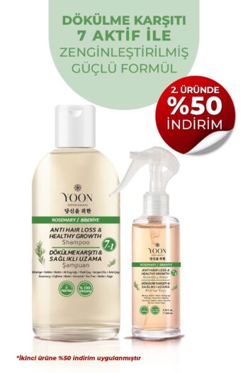 YOON 2'li Set Saç Dökülme Karşıtı, Hızlı Uzama, 7 Aktifli Biberiyeli Saç Bakım Suyu 200ml & Şampuan 400ml