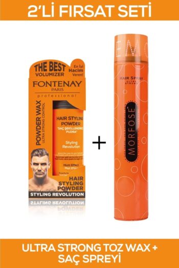 Fontenay Saç Şekillendirici Pudra Toz Wax Ultra Strong Turuncu + Saç Spreyi 400ml 2'li Set