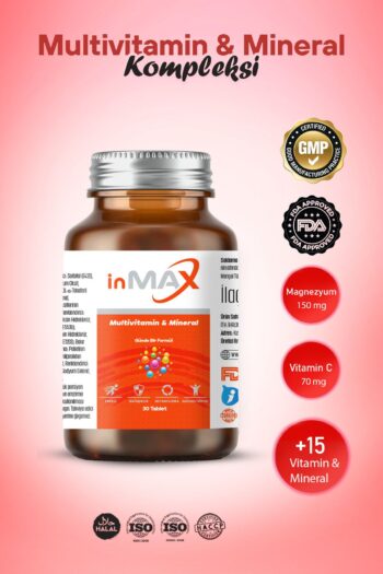 inMAX Multivitamin Mineral Takviyesi (IMMUNACE DESTEĞİ) Kompleks Formül Kadın Veya Erkek Için 30 Tablet