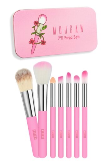 MUJGAN 7'li Fırça Seti Metal Kutulu Pembe