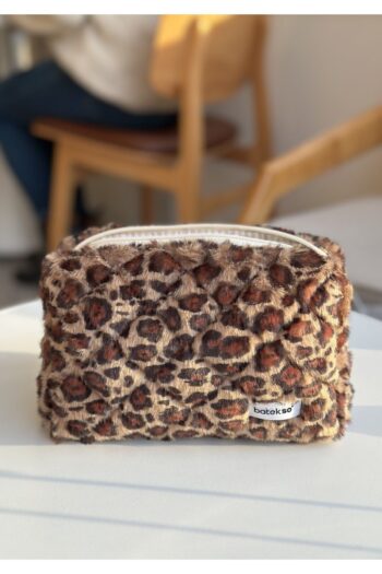 Batekso Peluş Leopar Desenli Makyaj Çantası - Büyük Boy
