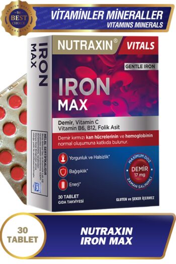 Nutraxin Iron Max 30 Adet Tablet - (Demir, Vitamin C, B6, Folik Asit, B12)
