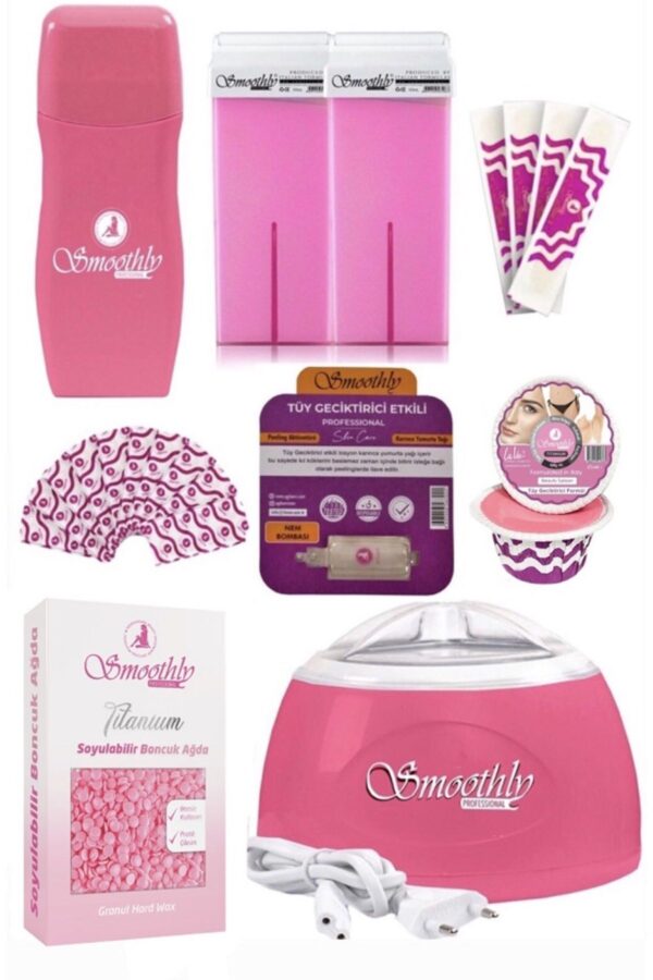 Smoothly Pink Set Boncuk Ağda Kuaför Ağdası Sir Ağda Makineli Büyük Ağda Seti