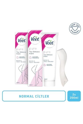 Veet Pure Tüy Dökücü Krem Bacak & Vücut Bölgesi Normal Ciltler için 200ml x 2 Adet, Amonyaksız Ferah Koku