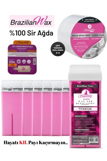 Smoothly 6 adet pudralı Brazılıan Rool-on kartuş ağda 25 mt sir ağda bezi 1 ad.tüy azaltıcı losyon