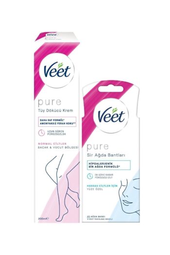 Veet Pure Tüy Dökücü Krem Normal Ciltler 200 ml + Pure Hipoalerjenik Yüze Özel Sir Ağda Bandı 20'li