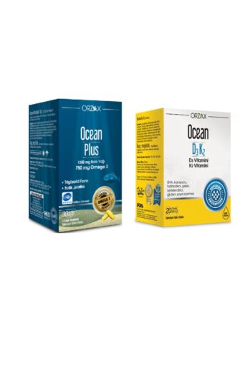 Orzax Saf Balık Yağı - Ocean Plus Omega 3 1200 Mg 30 Kapsül + D3 Ve K2 Vitamini Damla 20 Ml