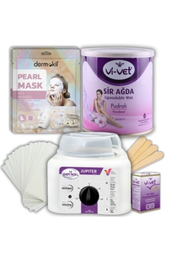 Vi vet Maske Hediyeli Konserve Ağda Makine Seti 240 ml Konserve Ağda Bez Spatula Yağlı Mendil