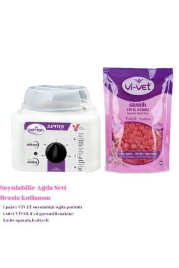 Vi vet Soyulabilir Vivet Boncuk Ağda 1 Paket 2 Yıl Garantili Isıtıcı Makine 2 Adet Spatula Hediyeli Set