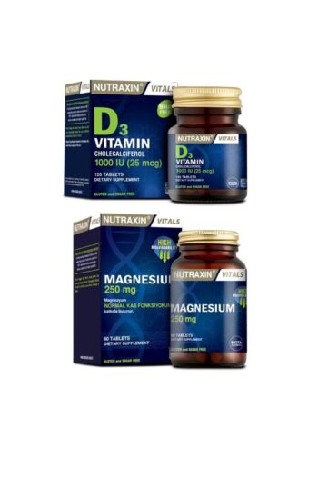 Nutraxin Magnesium Citrate | Magnezyum Takviyesi 60 Tablet + D3 Vitamini 120 Tablet