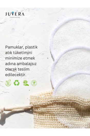 JUVERA Cosmeceuticals Organik Yıkanabilir Makyaj Temizleme Pamuk Pedi 3 Adet - %100 Organik