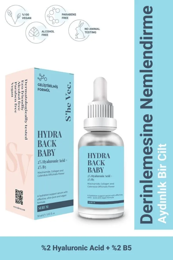 SHE VEC HYDRA BACK BABY - Hyaluronik Asit Yoğun Nemlendirici ve Dolgunlaştırıcı Cilt Serumu 30ml