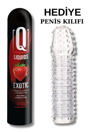 Q LIQUIDS 125 ml Çilek Aromalı Kayganlaştırıcı Tırtıklı Penis Kılıfı Hediyeli