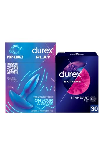 Durex Titreşimli Anal Plug Tıkaç + Durex Extreme Geciktiricili & Tırtıklı Prezervatif 30lu, Avantaj Paketi
