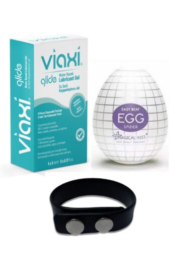 Viaxi Glide Kayganlaştırıcı Jel 5x5 Ml + Ozzy Store Egg Spider Mastürbatör Ayarlanabilir Penis Halkası