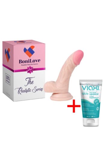 BoniLove 16 Cm Anal Ve Vajinal Kullanıma Uygun Ten Dokusunda Yumuşak Realistik Dildo+kayganlaştırıcı
