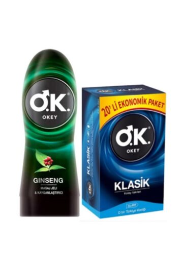 Okey Klasik Prezervatif 20'li Büyük Kutu + Ginseng Kayganlaştırıcı 200 Ml Dev Boyut