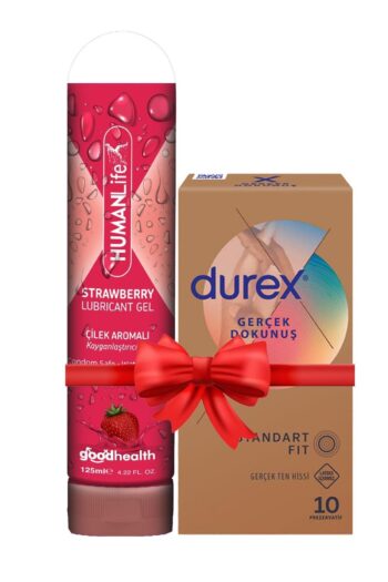 Durex Gerçek Dokunuş Ultra Kaygan Prezervatif 10'lu + HumanLife 125 ml Çilek Aromalı Kayganlaştırıcı