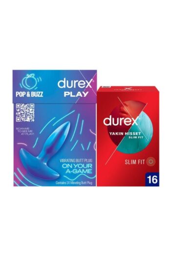 Durex Titreşimli Anal Plug Tıkaç + Durex Yakın Hisset Slim Fit İnce Prezervatif 16'lı, Avantaj Paketi