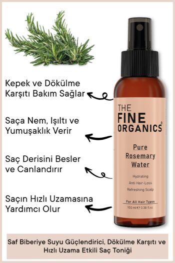 THE FINE ORGANICS Saf Biberiye Suyu Güçlendirici, Dökülme Karşıtı ve Hızlı Uzama Etkili Saç Toniği, 100ml