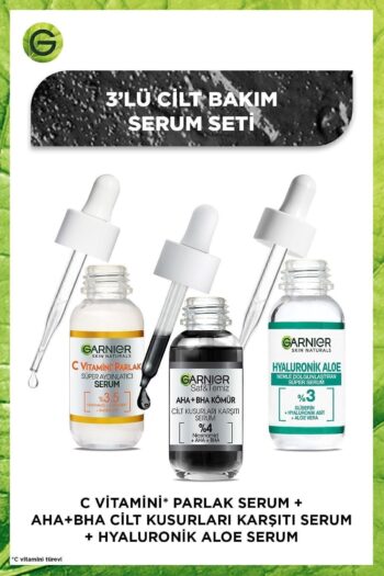 Garnier C Vitamini Aydınlatıcı + AHA BHA Cilt Kusurları Karşıtı + Hyaluronik Aloe 3'lü Serum Seti