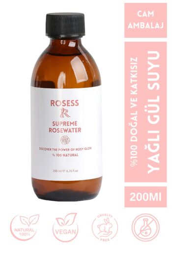Rosess Gül Suyu Yağı Alınmamış Gözenek Sıkılaştırıcı Aydınlatıcı Arındırıcı Tonik %100 Doğal Ve Saf 200ml