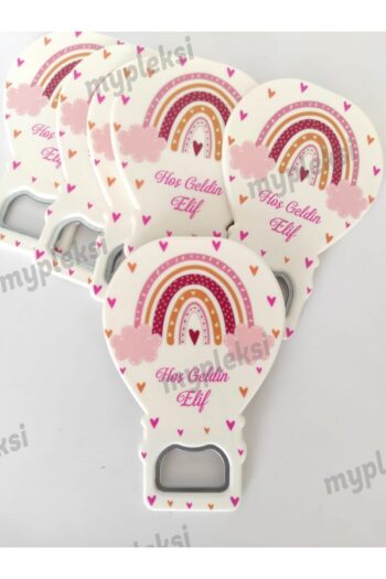 mypleksi Pembe Gökkuşağı Temalı Balon Açacak Magnet, Kız Bebek Magnetleri 10 Adet Jelatin Paket Hediyeli