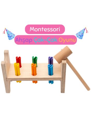 Hopiers Montessori Renkli Ahşap Çak-Çak, Çekiç Oyunu / 1+ Yaş / Eğitici, Öğretici ve Güvenli Çocuk Oyuncağı