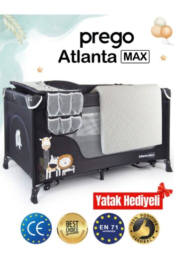 Prego Atlanta Max Alt Açma Üniteli Park Yatak Oyun Parkı Beşik 70*120 Cm Yatak