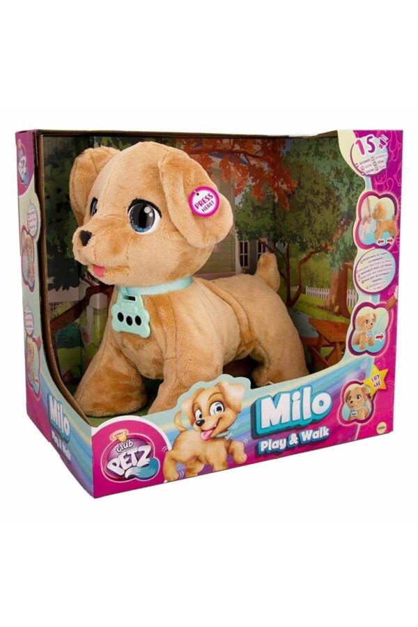 Sunman Milo İnteraktif Peluş Köpek Tasmalı Sevimli Eğlenceli Peluş Köpek Milo