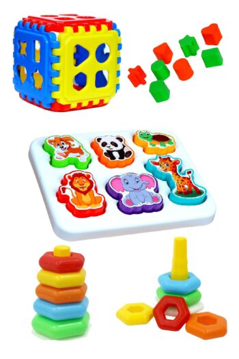 TOYSTORE Sevimli Hayvanlar - Bultak Kuleli Halkalar - Puzzle Bultak Küp Süper Eğitici 3lü Set