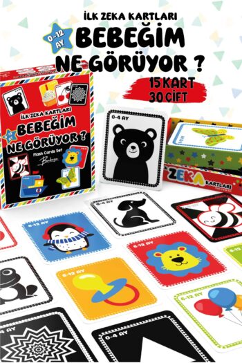 Bunbaza Bebeğim Ne Görüyor İlk Zeka Kartlarım Flash Kart Yüksek Kontrastlı 30 KART 0-12 AY