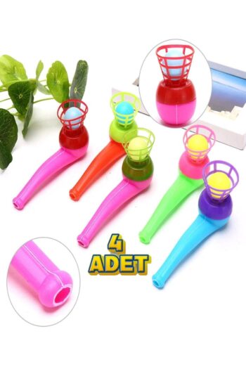 RoseRoi 4'lü Set Oyuncak Saksafon Popit Pipet Top Üfleme Oyunu