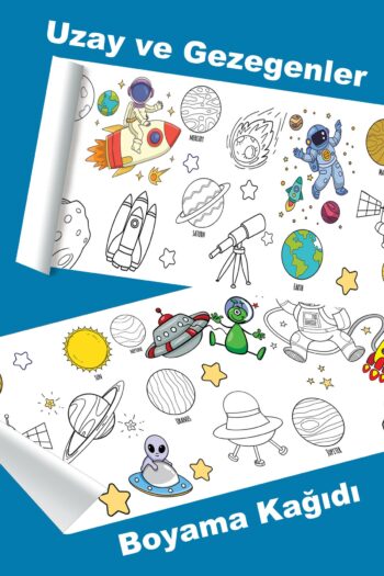 metafortoys Uzay ve Gezegenler Temalı Dev Boyama Kağıdı 2.5 Metre Kağıt Aktivite Rulosu