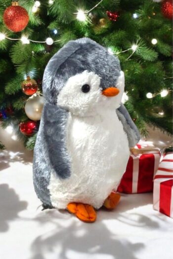 Hey Me Lisa Pingu Penguen 40 cm Gri Peluş Oyuncak Uyku ve Oyun Arkadaşı