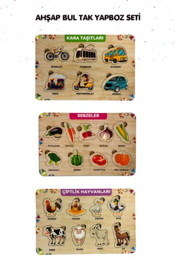 MASEN TOYS Ahşap Bul Tak Yapboz Seti Eğitici Oyuncaklar
