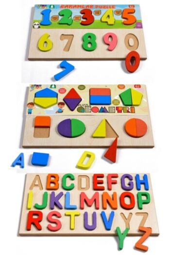 Genel Markalar Ahşap Puzzle Alfabe-Rakam-Geometri Bul Tak- Yap Boz
