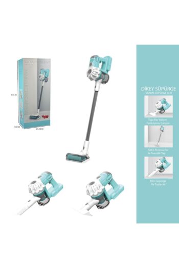 NillyToys Pilli Sesli Vakumlu Dikey Elektrik Süpürgesi Çekme Özellikli Eğitici Oyuncak Yeşil-gri (3 In1 )