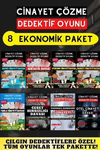 GameBulance 8'li Paket Cinayet Çözme - Ekonomik Paket Dedektif Oyunu - Çözülmeyen Davalar - Katil Kim Oyunu