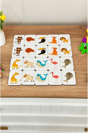 kutuTR Notpa 20 Parça Hayvanlar  Eşleştirme Oyunu Hafıza Kartı Ahşap Eğitici Puzzle Oyuncak Set 3