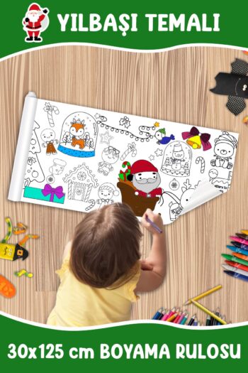 melolisa Yılbaşı Temalı Boyama Rulosu Happy New Year Roll Bebek ve Çocuk Için 30x125 CM Aktivite Kağıdı
