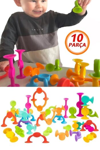 Bundeba 10 Parça Vantuzlu Vakum Molekül Yapı Silikon Taşları Popit Eğitici Oyuncak Squigz Puzzle Yapboz