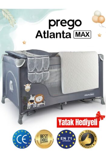 Prego Atlanta Max Alt Açma Üniteli Park Yatak Oyun Parkı Beşik 70*120 Cm Yatak Hediyeli