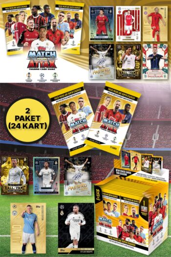 TOYFEST Topps Match Attax 24-25 UEFA Şampiyonlar Ligi Avrupa Ligi Konferans Ligi Futbolcu Kartları - 2 PAKET