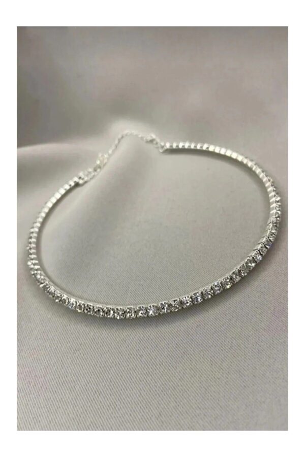 monalisatoka Kadın Rhinestone Choker Gümüş Kolye