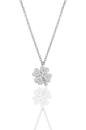 Söğütlü Silver Gümüş Rodyumlu Zirkon Taşlı Dört Yapraklı Yonca Kolye Sgtl10499rodaj