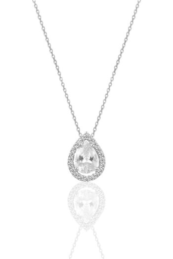 Söğütlü Silver Gümüş Rodyumlu Zirkon Taşlı Damla Modeli Kolye Sgtl11005beyaz