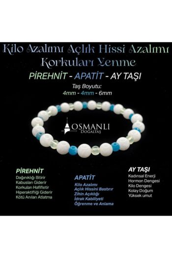 OSMANLI DOĞAL TAŞ Zayıflama Açlık Bastırma Bilekliği - Ay Taşı - Prehnit - Apatit 4mm-6mm  Orijinal Doğal Taş Bileklik