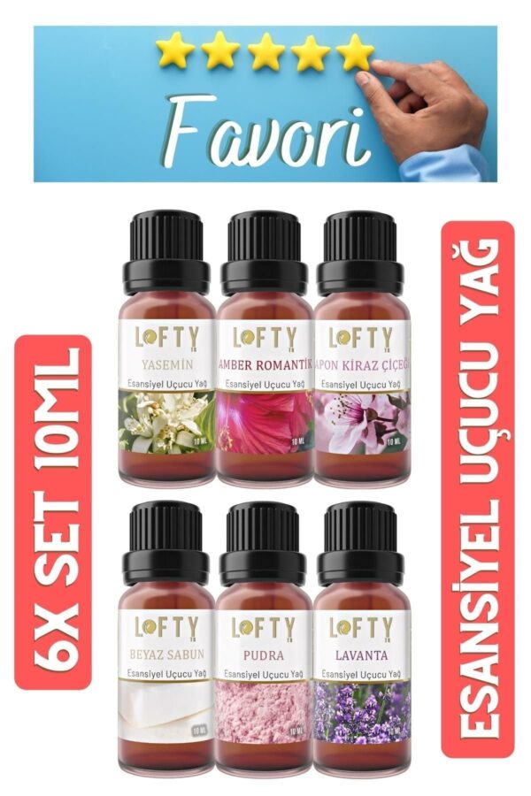 Lofty 6x Favori Seti Esansiyel Uçucu Yağ, Buhurdanlık Yağı, Difüzör Esansı, Oda Kokusu 10ml